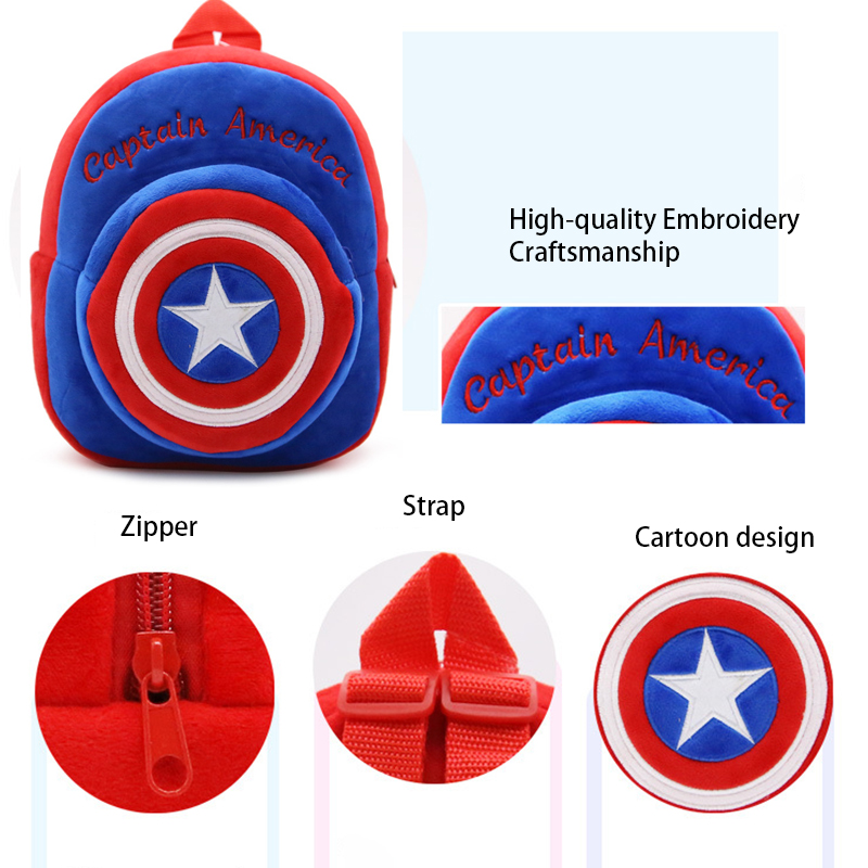 Disney Winnie the Pooh Backpack Cartoon Soft Flannel Embroidered Children's Schoolbag Lightweight Backpack