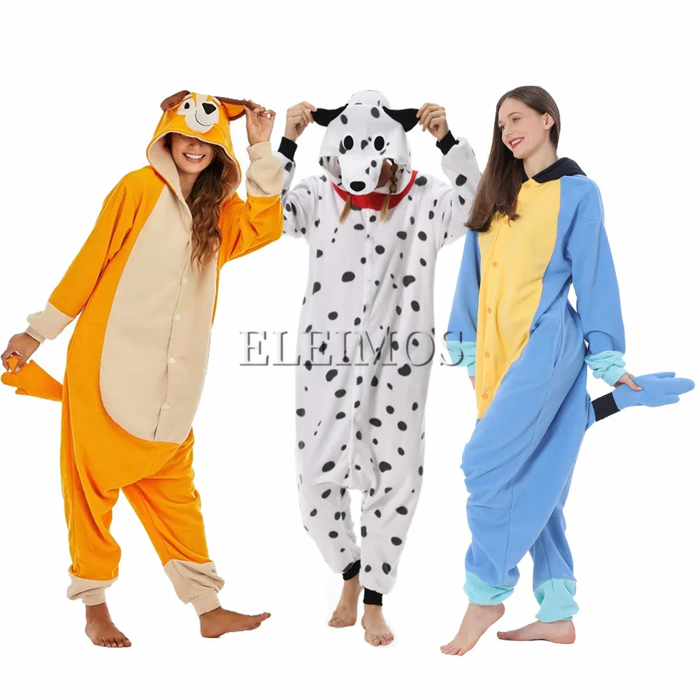 Adulto azul niños naranja perro Kigurumi Onesie mujeres hombres pijamas de animales disfraz de Halloween Cosplay mono regalos de navidad