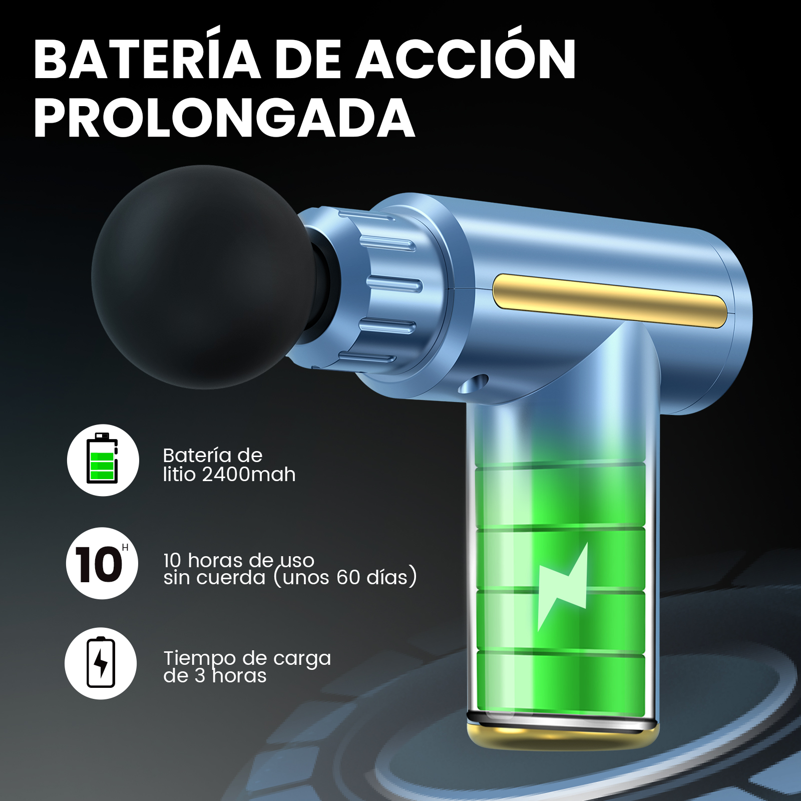 Sejoy-masajeador de tejido con pistola de Fascia portátil, Mini masaje corporal ligero con pantalla táctil LED, 4 cabezales de masaje reemplazables