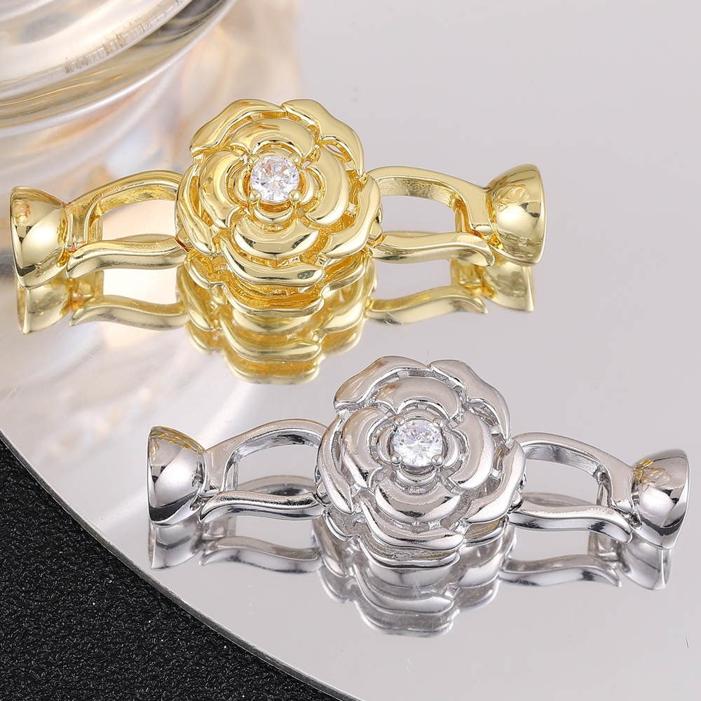 Juya Handmade 18K Gold Silver Plated Fastener Bail Connector Clasps อุปกรณ์เสริมสําหรับเย็บปักถักร้อยไข่มุกลูกปัดเครื่องประดับทํา