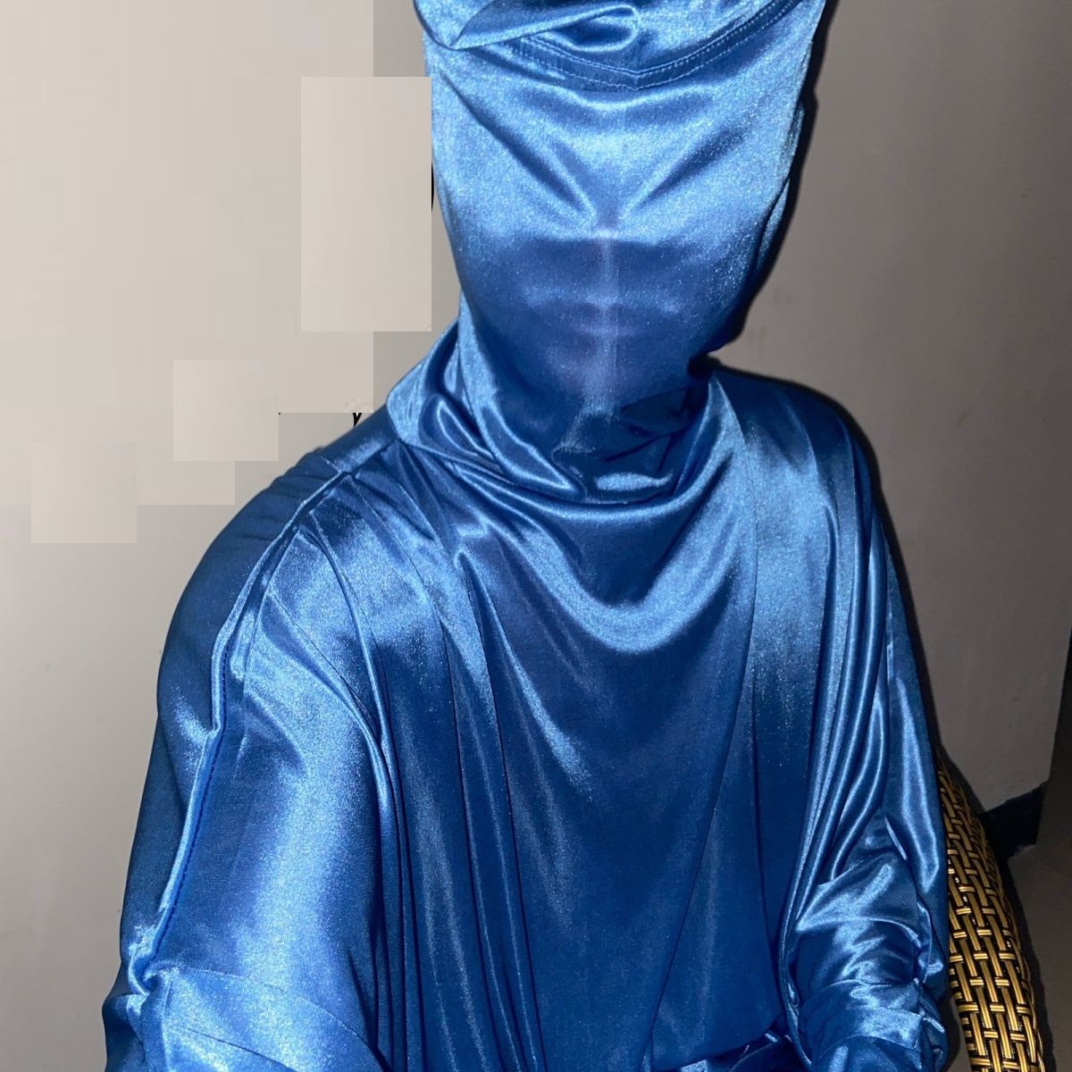 Męska Damska Jedwabista Miękka Sukienka z Kapturem i Długimi Rękawami typu Nietoperz