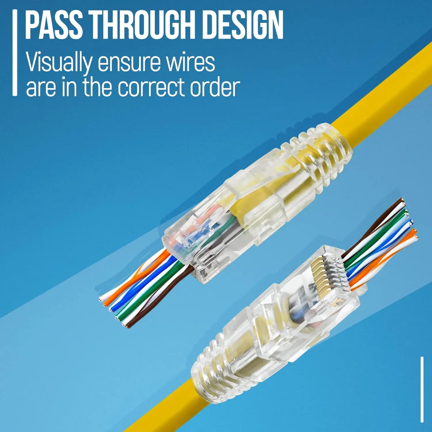 Проходные разъемы и ботинки ZoeRax RJ45 Cat6, EZ для обжима модульного штекера для твердого или многожильного сетевого кабеля