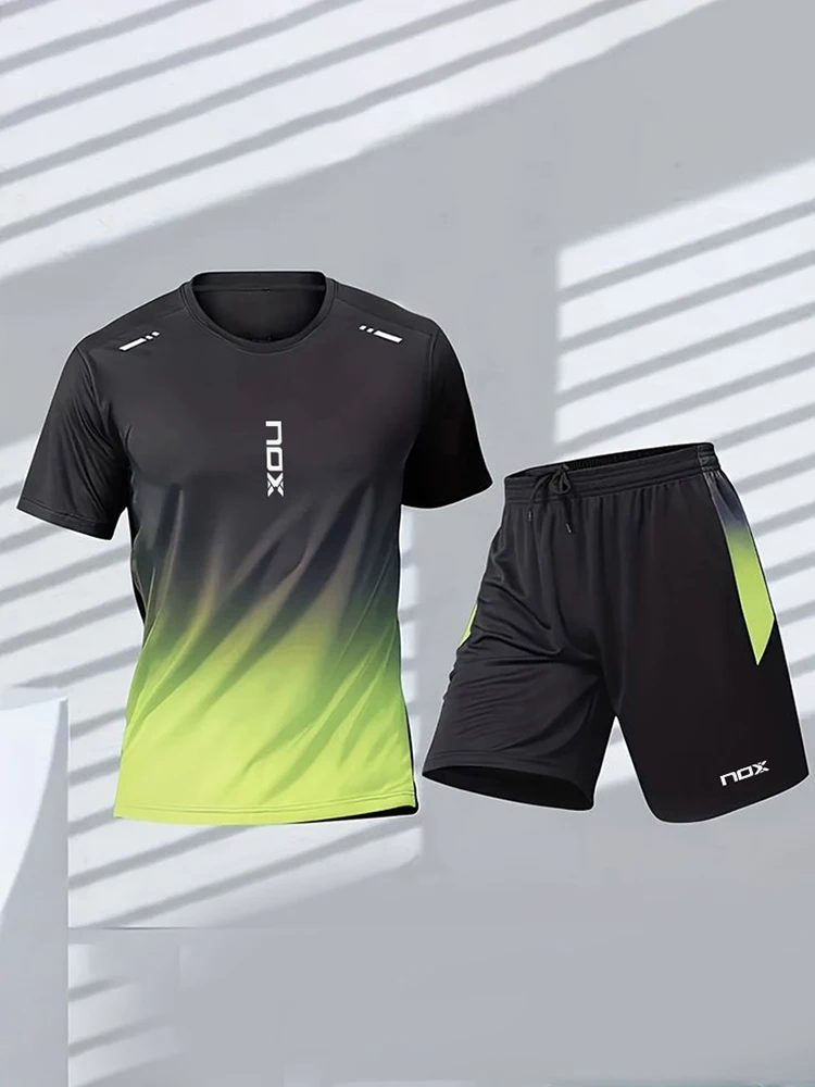 2024Nox ชายเทนนิสกีฬาเสื้อยืดและกางเกงขาสั้นหลวมชุดสบายฟุตบอลกีฬากางเกงขาสั้นฤดูร้อนผู้ชายแบดมินตันการฝึกอบรมสวมใส่