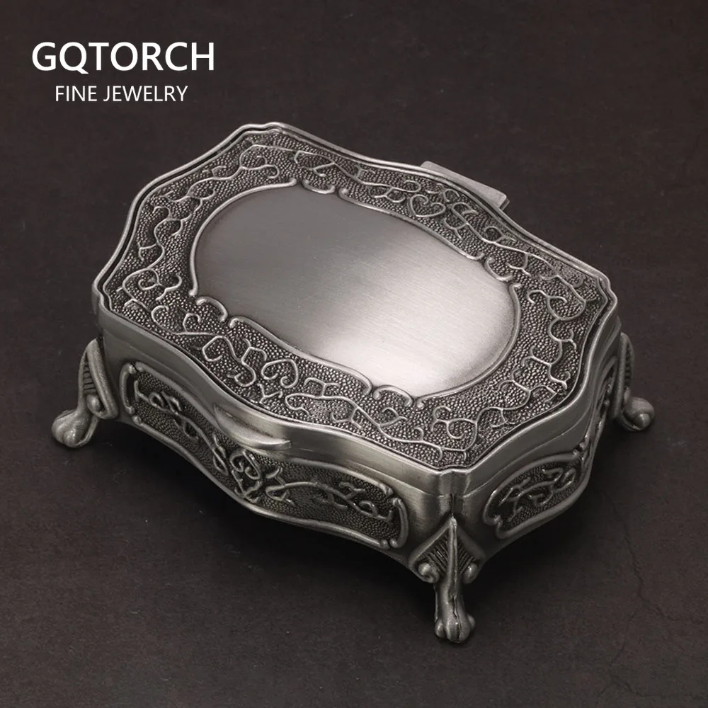 Vintage Trang Sức Hợp Kim Hộp Quan Tài Và Hình Trái Tim 9*7*4.5Cm 6*6*3Cm cho Nhẫn Mặt Dây Chuyền Vòng Cổ Hộp Quà Tặng