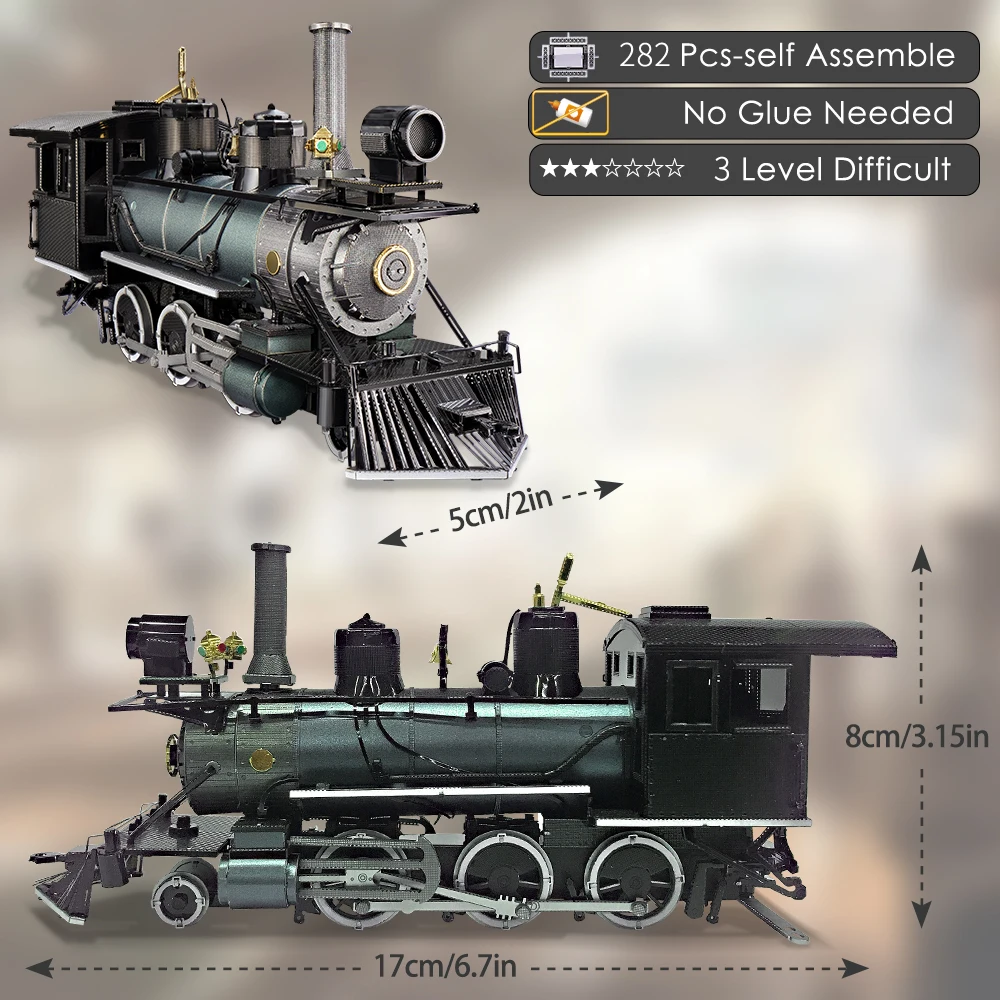 Piececool ปริศนา 3d โลหะ Mogul หัวรถจักร 282 ชิ้นประกอบชุดอาคารชุดของเล่น DIY สําหรับผู้ใหญ่