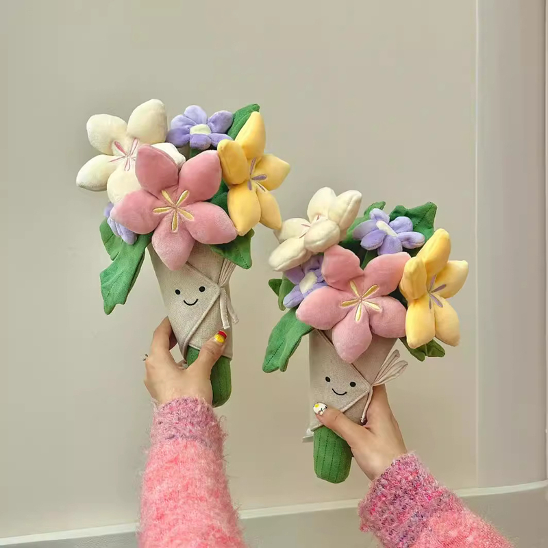 Trzymając bukiet pluszowa zabawka, symulowana kwiat tulipana lalka Kawaii, pluszowa zabawka, bożonarodzeniowa prezent z okazji ukończenia szkoły dla dziewczynek 28CM