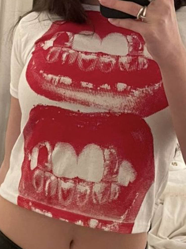 Punk Y 2K Baby Korte Mouw Top Gothic Street T-Shirt Dames Vrijetijdsbesteding T-Shirt Dames 2024 Zomer Top E Gothic Emo Voor Meisjes