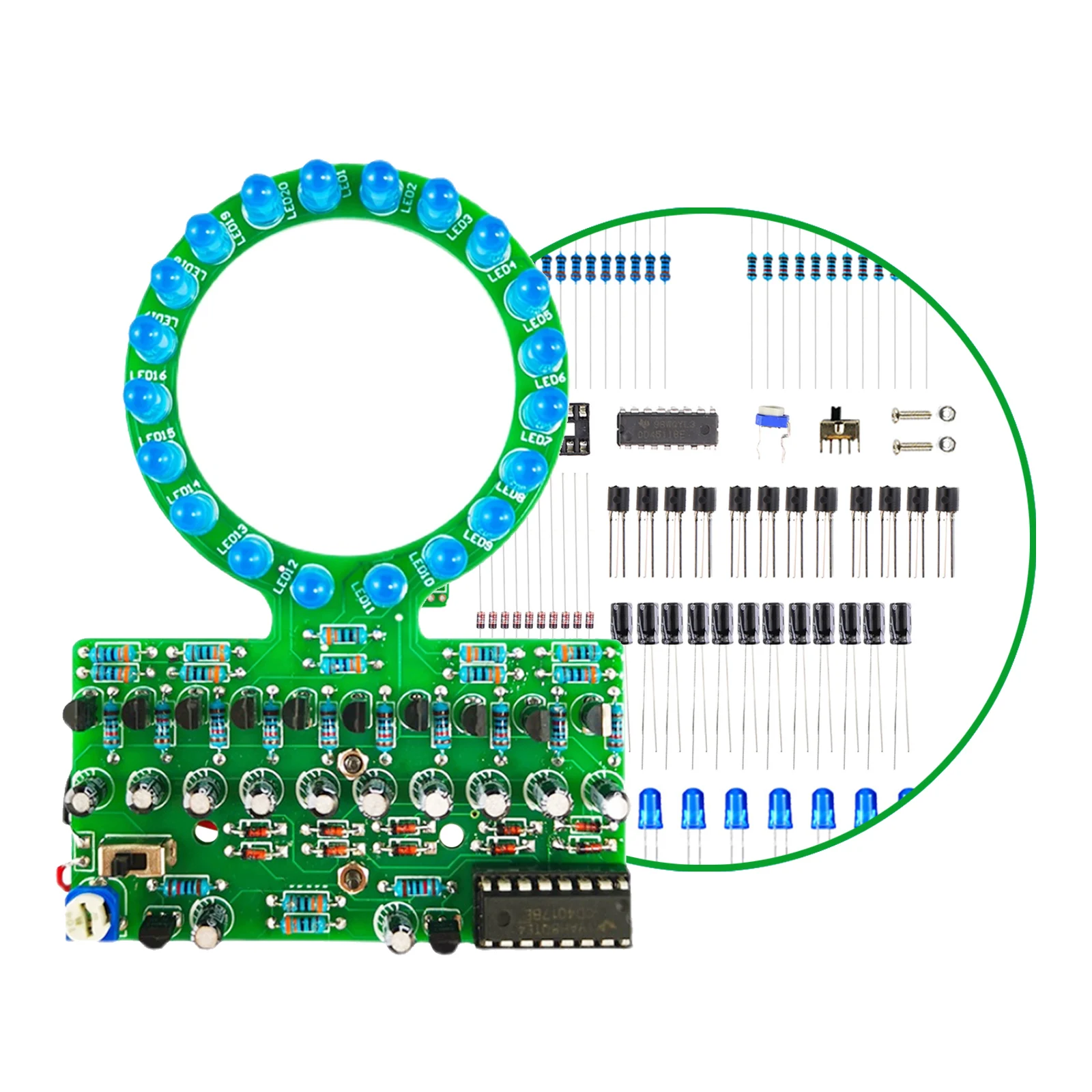 D4017 Ring Shaped Gradient LED Water Lamp DIY Electronic Kit Welding and Manufacturing Parts for Traning and Teaching