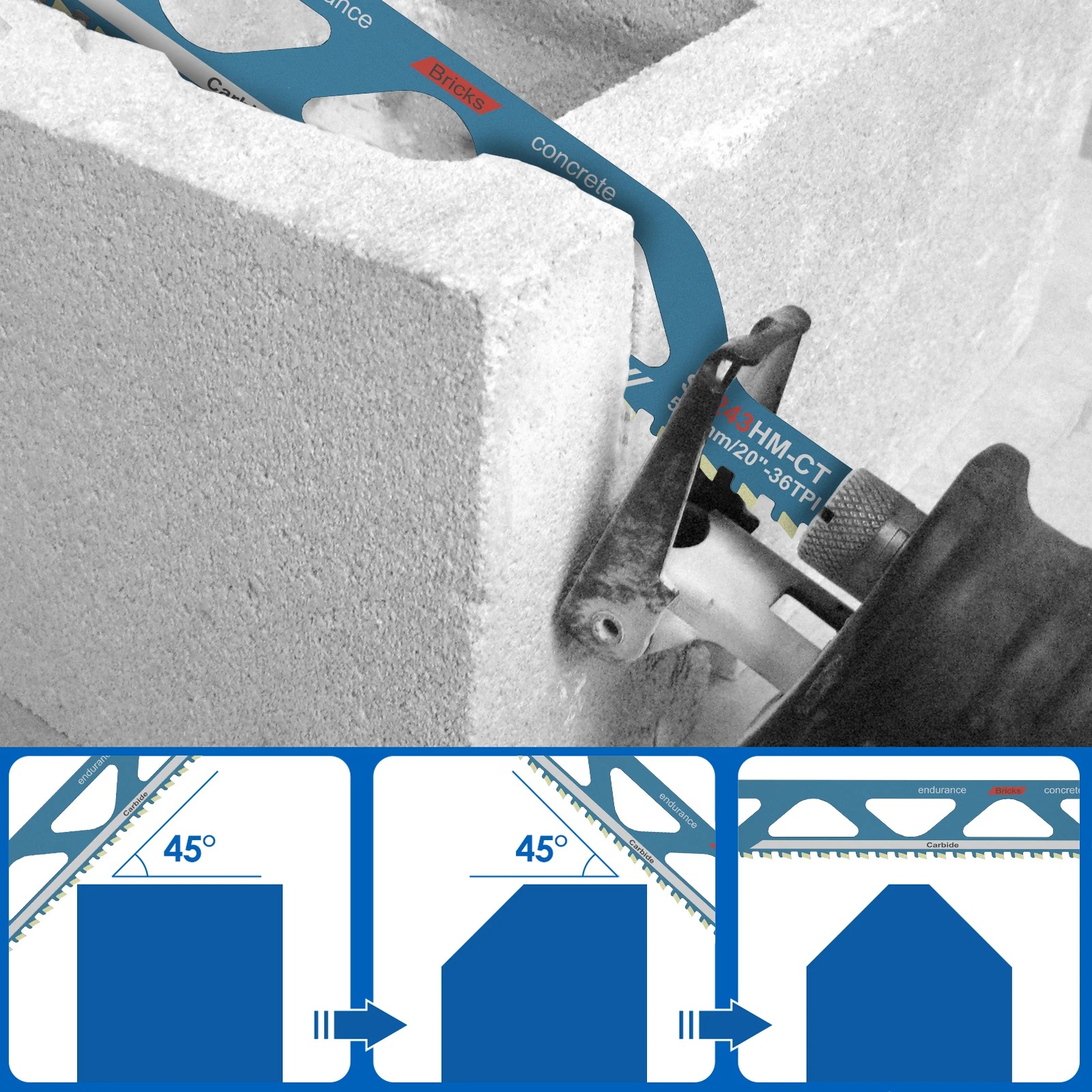 Reciprocating Saw Blade 10/12/18/20in Universal Cutting Recip Sabre Saw Blade Masonry Cutting Blade for Cement Composite Panels