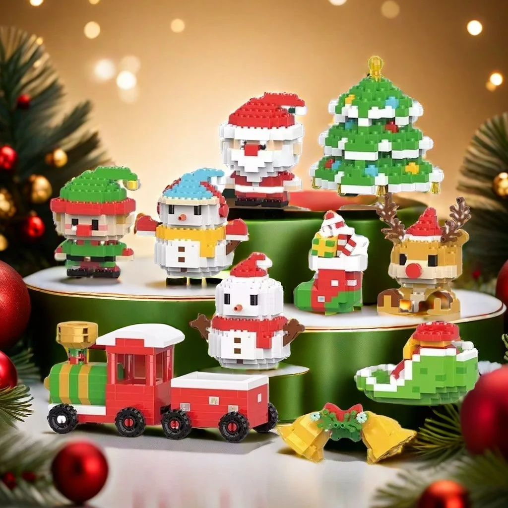 Série de férias de natal boneco de neve blocos de construção conjunto brinquedo educativo modelo presente decorativo para crianças