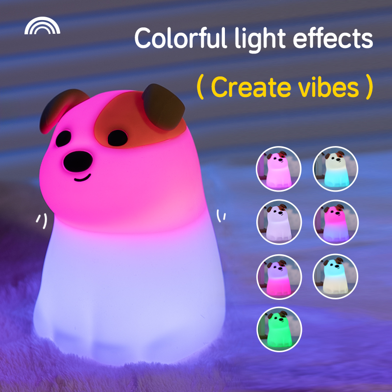 Welpen Led Nachtlicht Tier RGB Bunte Silikon Tisch Lampe Hund Katze Spielzeug Kinder Geburtstag Urlaub Beleuchtung Wiederaufladbare Laterne