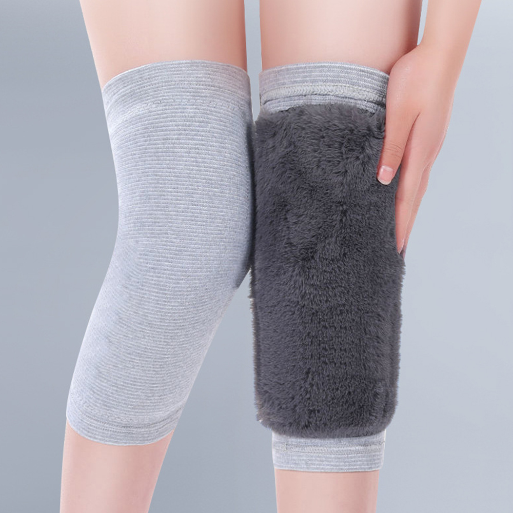 Unisex Faux Rabbit Fur Leg Warmers, elástico, grosso, quente, protetor de joelho, pelúcia forrado, joelheiras, pessoas idosas, inverno
