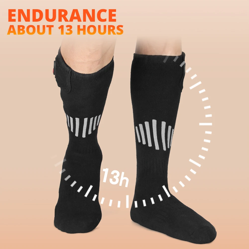 65 ℃   Calcetines calefactables cálidos para invierno, calcetines calefactores recargables por USB de 4000mAh, botas calefactables para esquí al aire libre, calcetines para esquiar en moto de nieve