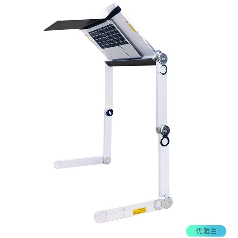 Lazy Bed Office Computer Desk, Folding Lift, Flat Aluminum Alloy, Laptop Stand, Standing Table
