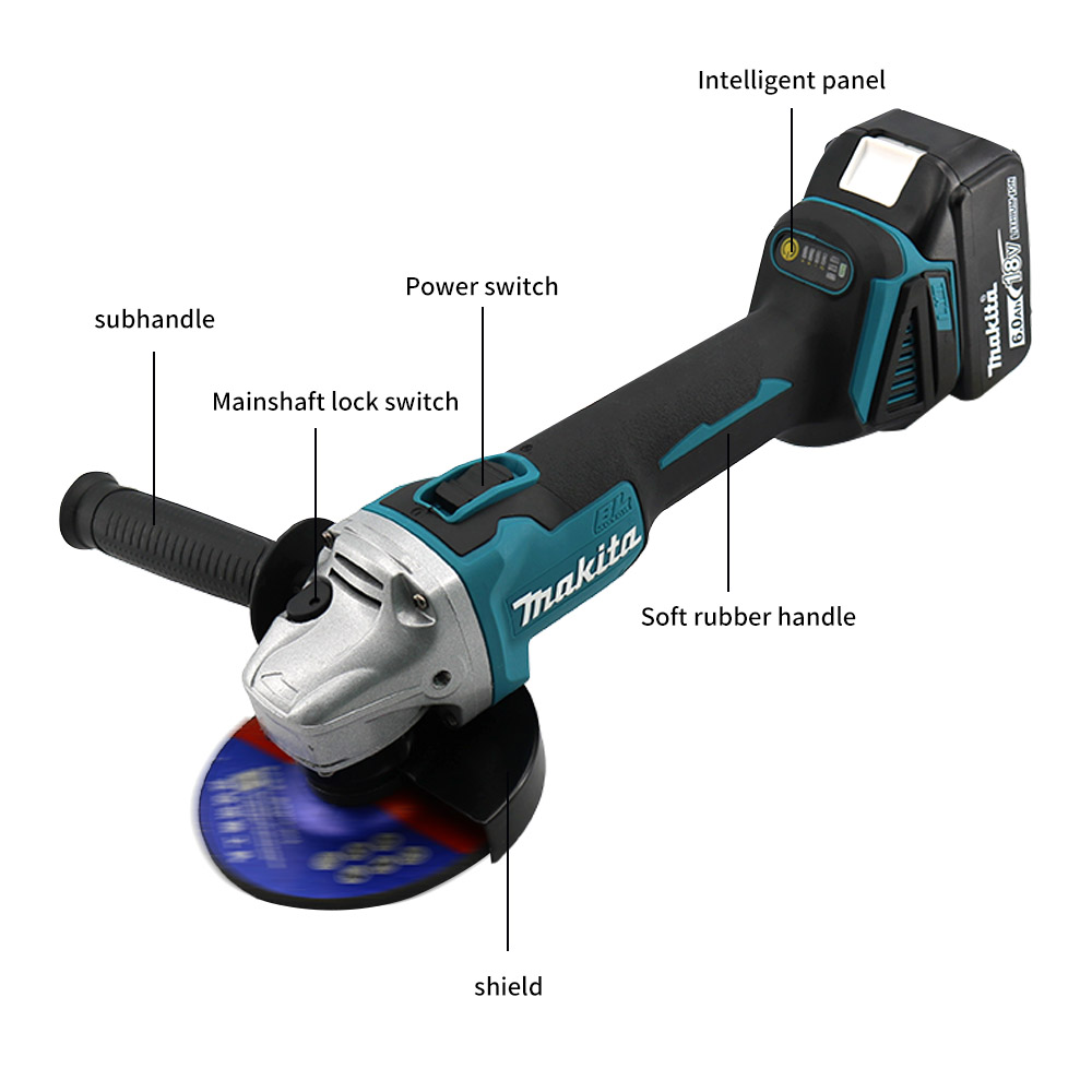 Makita DGA404 100/125mm Haakse Slijper 18 V Lithiumbatterij Borstelloze Polijstmachine 4 Gear Industriële Snijden elektrisch Gereedschap