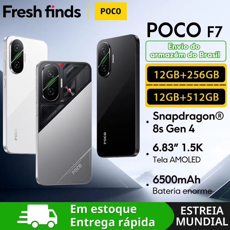 【Estreia mundial】POCO F7 5G Smartphone Snapdragon 8s Gen 4 NFC 256GB 512GB 6,83 '' Display AMOLED 6500mAh Bateria 90W Carga