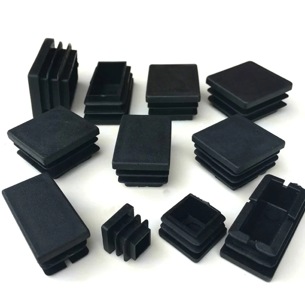 2/5/10 pcs tappi rettangolari in plastica neri tappi per tubi inserti per tubi tappo per tappo tappo in acciaio 10x20mm, 30x100mm
