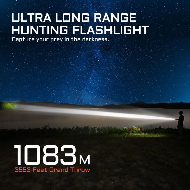 ACEBEAM L19 2,0 linterna de caza 2200 lúmenes 1184 yardas linterna recargable de largo alcance para caza nocturna