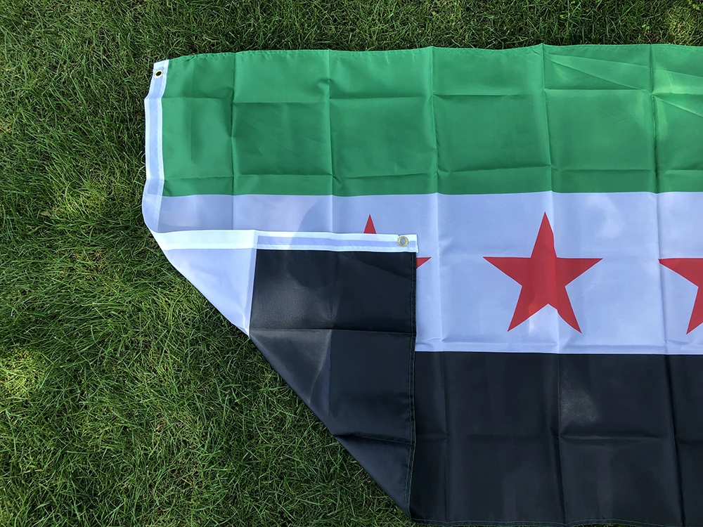 SKY FLAG ซีเรียธง 90*150 ซม.สาธารณรัฐอาหรับซีเรียซีเรียสามดาวธงแบนเนอร์แขวนตกแต่งบ้านธง