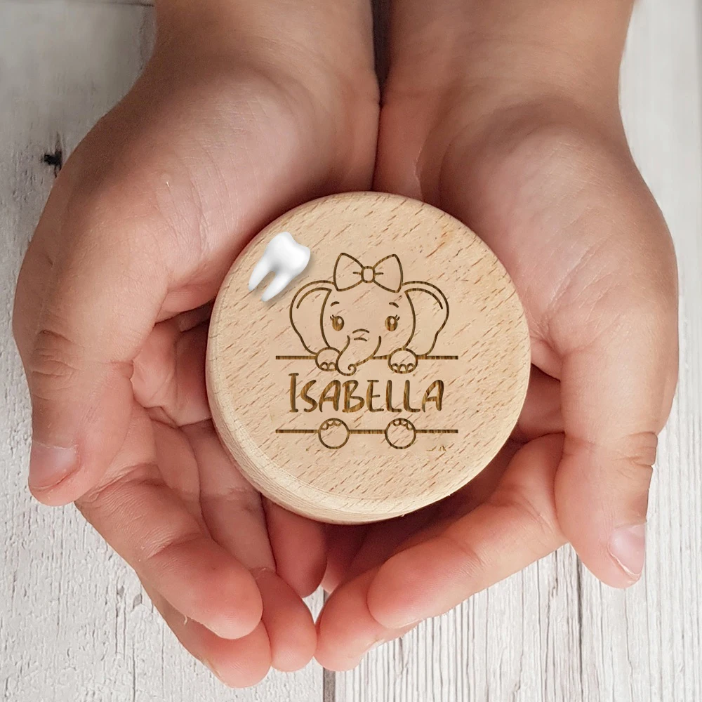 Cajas de madera personalizadas para primeros dientes de bebé, almacenamiento de dientes de leche, recoger dientes, Umbilical, guardar animales con nombre, caja de recuerdos, regalos