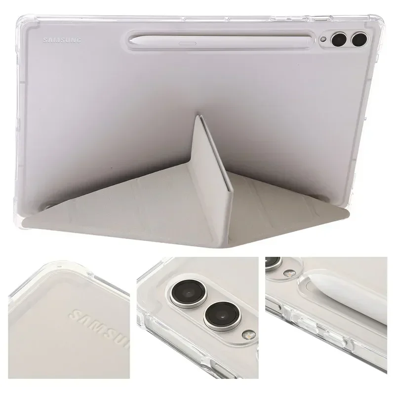 Para Samsung Tab S9 Plus funda de 12,4 "acrílico transparente duro soporte trasero funda inteligente para Galaxy Tab S9 FE S10 Plus funda con portalápices