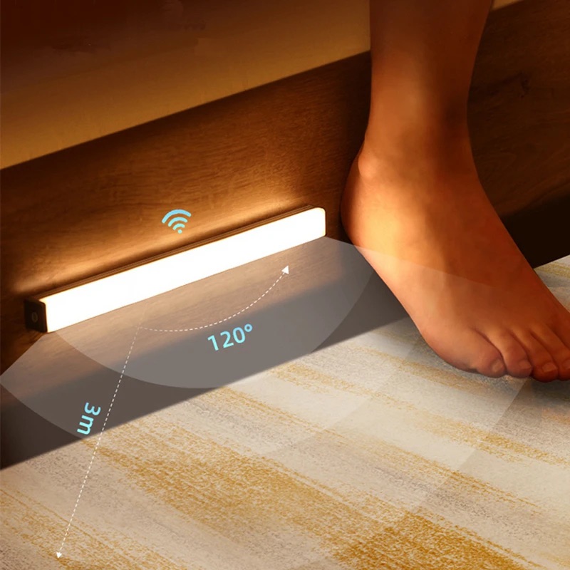 Luz LED nocturna inalámbrica con Sensor de movimiento, luz recargable tipo C, lámpara para armario, retroiluminación de escalera para cocina