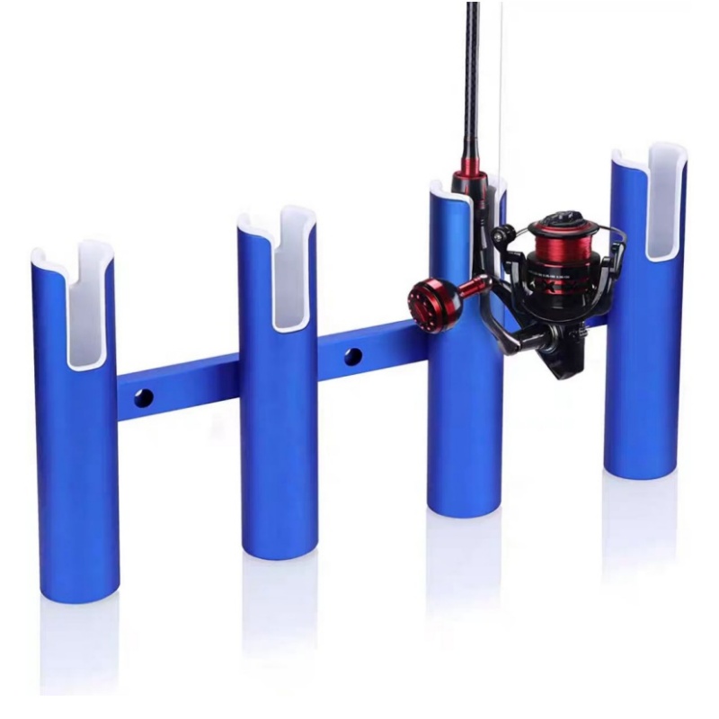 Suporte de vara de pesca de alumínio com 4 tubos, suporte de parede para vara de pesca, 4 links, suporte lateral para barcos