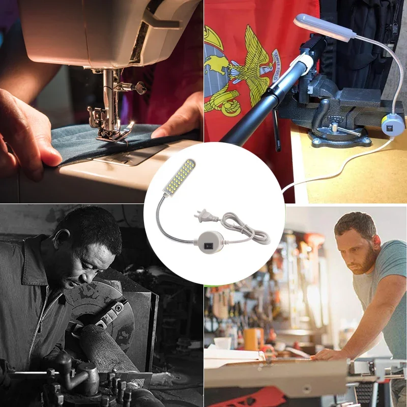 LED Sewing Machine Lamp 360 Flexible Adjustable Gooseneck Work Lamps Industrial Lights with Magnetic Base for Workbench New 2024