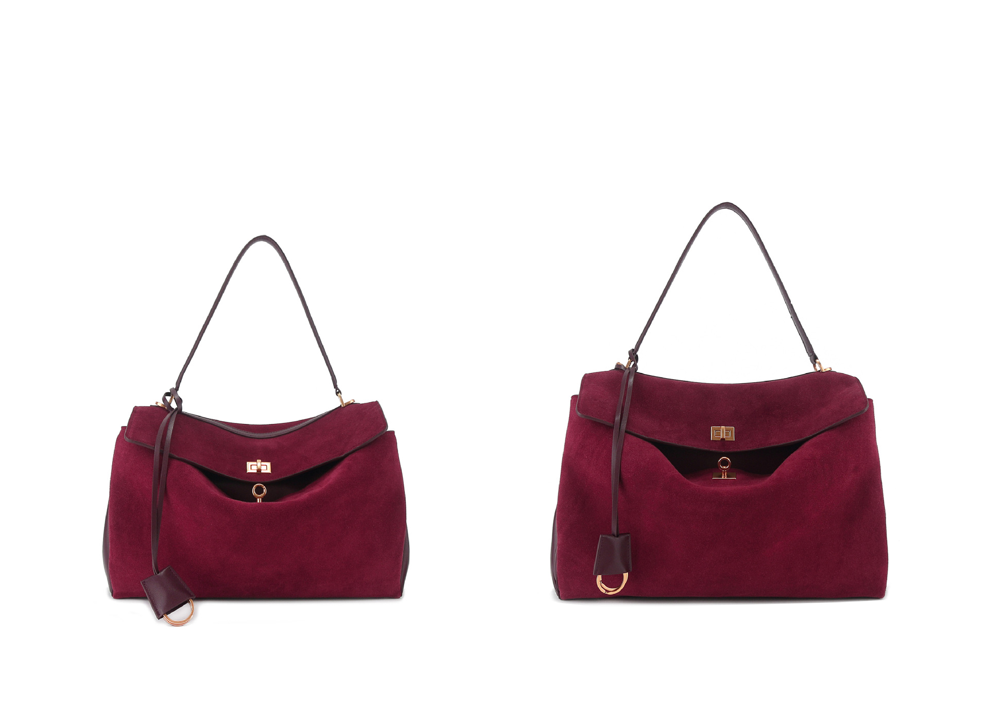 Bolso de mano de cuero esmerilado con hebilla de bloqueo, bandolera de un solo hombro, Otoño/Invierno 2024