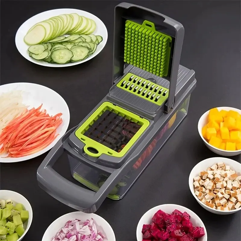 16 pçs/set picador de legumes cebola chopper lidar com grelha de alimentos chopper cozinha vegetal slicer corte batata triturador