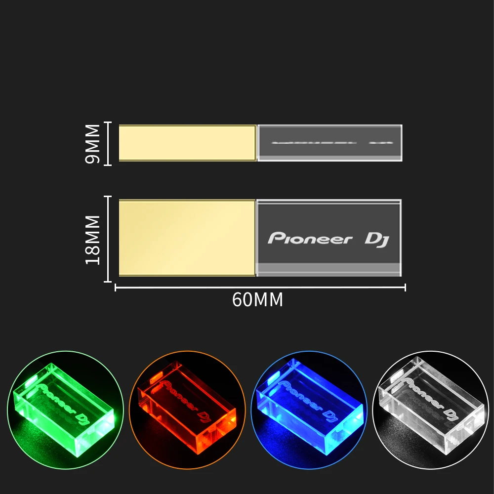 Clé USB LED colorée 128 go, haute vitesse, pour écriture, lecture, clé USB Pioneer DJ Premium, 64 go 32 go 16 go 8 go