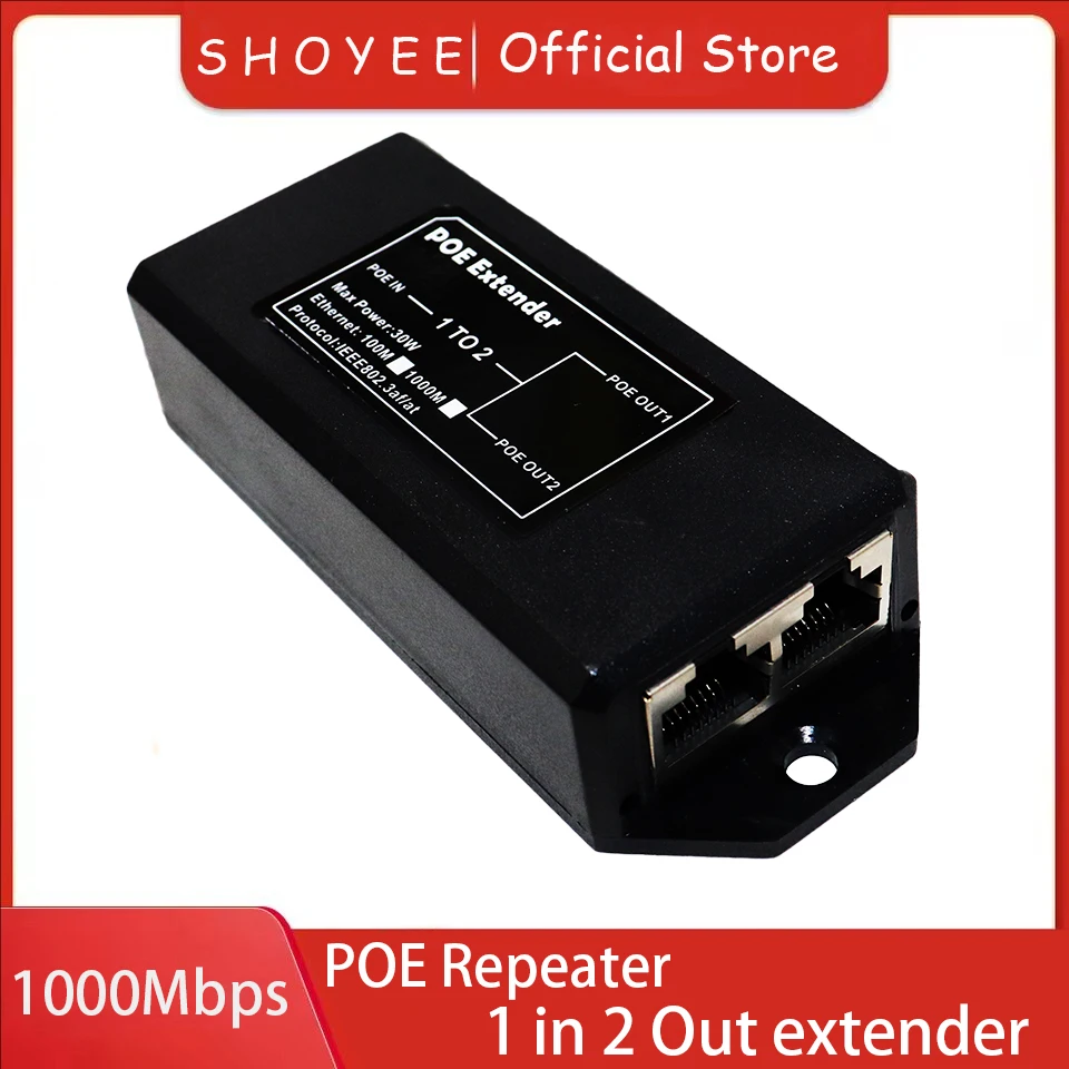 Nowy 2-portowy przedłużacz Gigabit POE 100/1000 Mb/s - IEEE 802.3af/at PoE Repeater dla kamery IP/NVR/AP, przedłużacz zasięgu 100 m