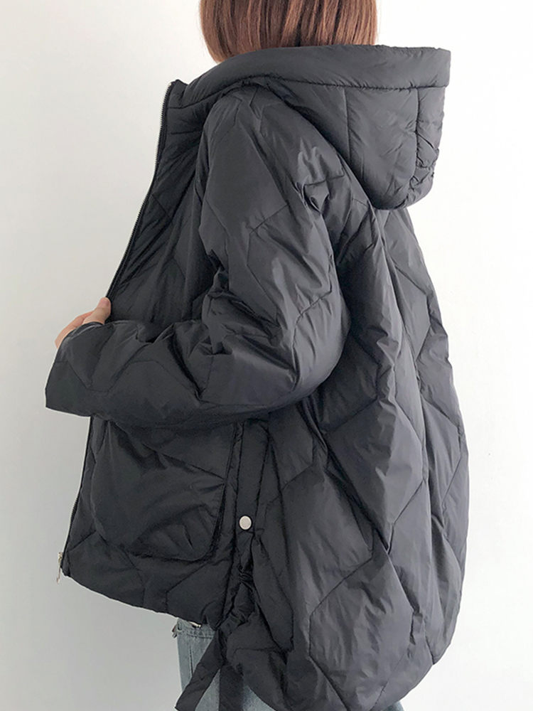 ผู้หญิงฤดูหนาวเป็ดสีขาวลงเสื้อลำลองลง Outwear หญิง Hooded Zipper Puffer Parka Jacket