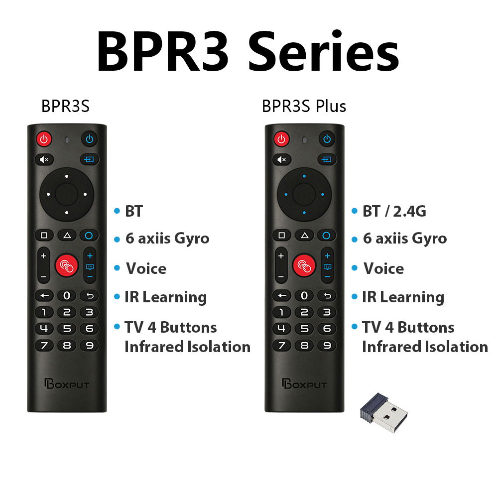 BPR3S PLUS BT Air Mouse función de voz IR aprendizaje TV 2,4G control remoto inalámbrico con giroscopio para Android TV Box/PC