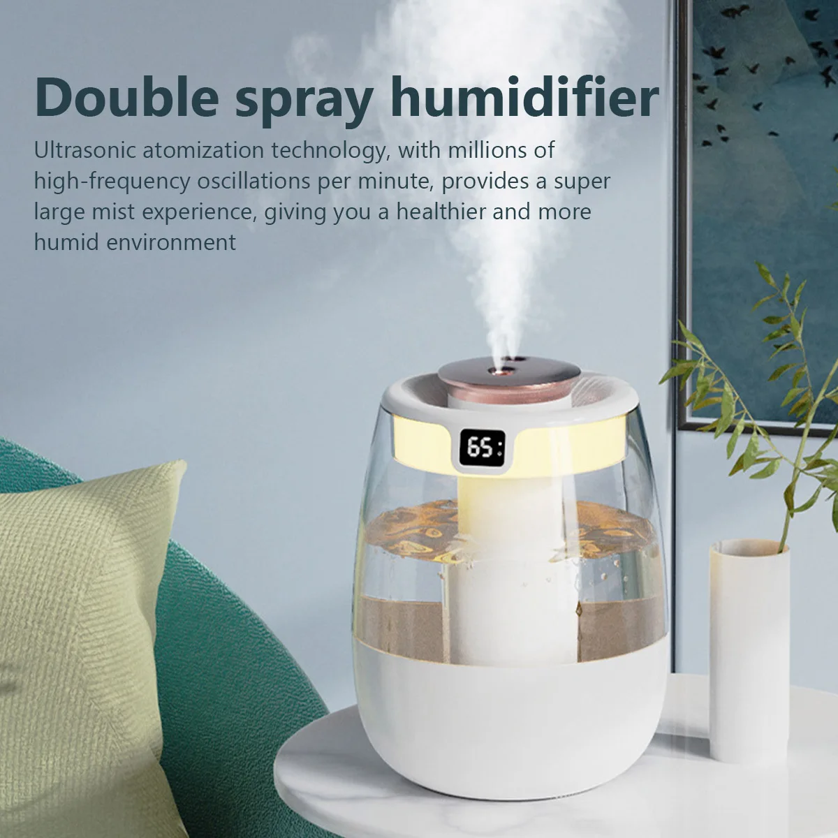 1.3L Luchtbevochtiger Dubbele Spray Poort Cool Mist Maker Geurverspreider Home Office Essentiële Olie Aroma Humidificador Purifier