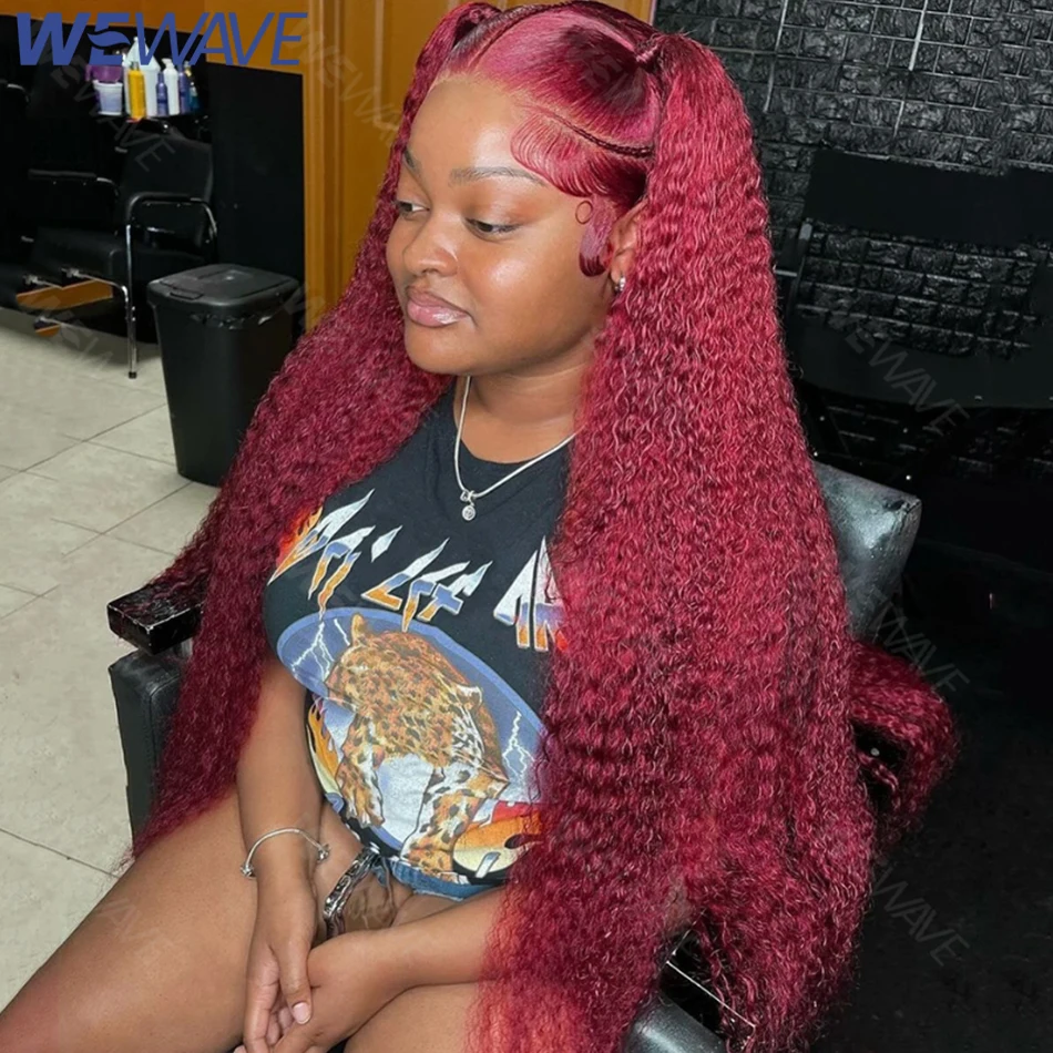 Perucas encaracoladas vermelhas 99j borgonha 13x6 hd laço frontal peruca de cabelo humano colorido onda profunda peruca frontal 13x4 vermelho frente do laço peruca de cabelo humano