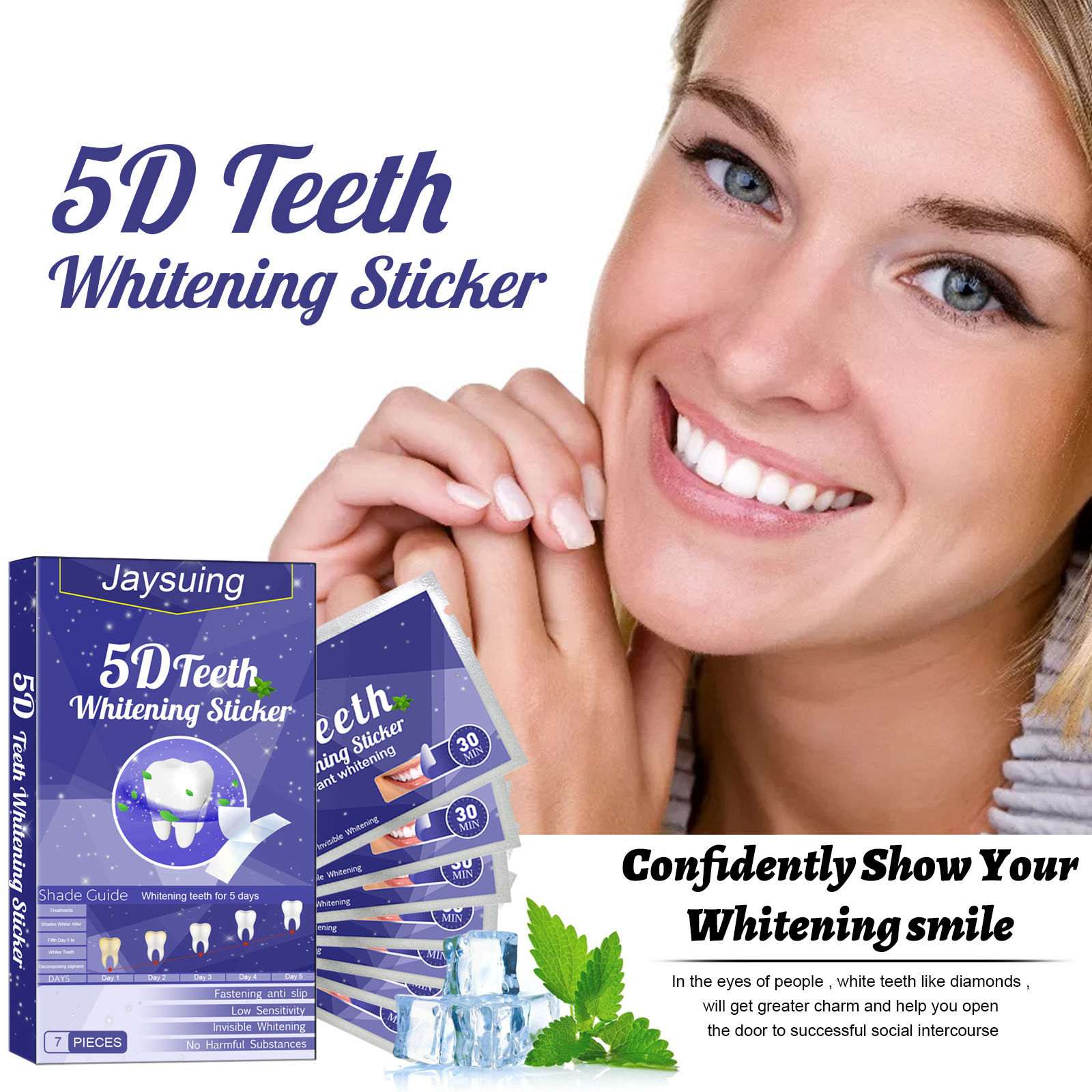 5D blanchiment des dents autocollants 7/14 paires Gel bandes de blanchiment élimination des taches hygiène buccale bande de soin outils de blanchiment dentaire dents