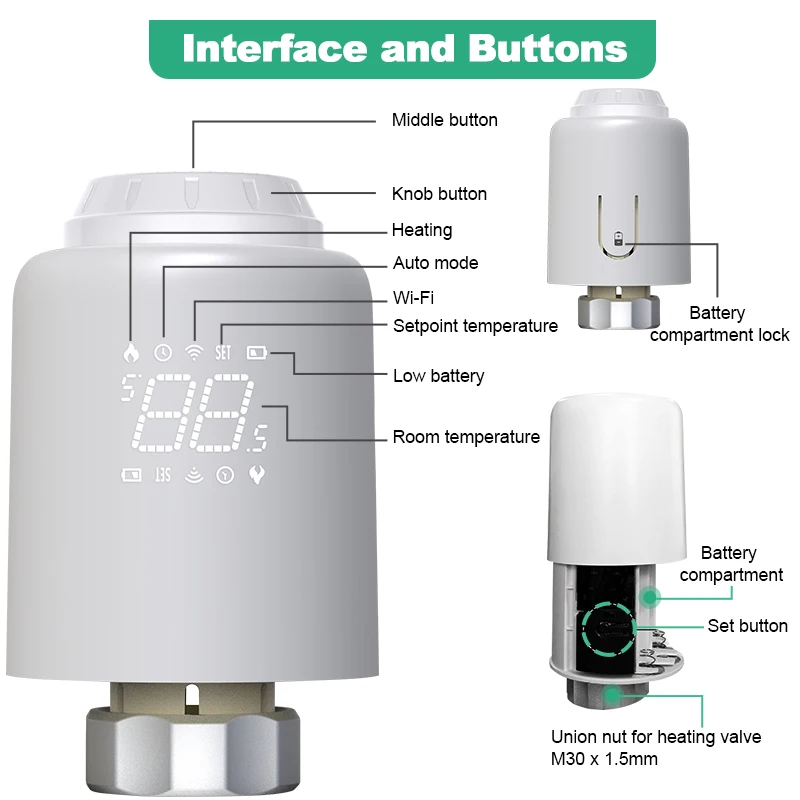 Tuya ZigBee วาล์วหม้อน้ํา Thermostatic หัว Zigbee Thermostat สมาร์ทวาล์วหม้อน้ําอุณหภูมิ Controller Alexa Google Home