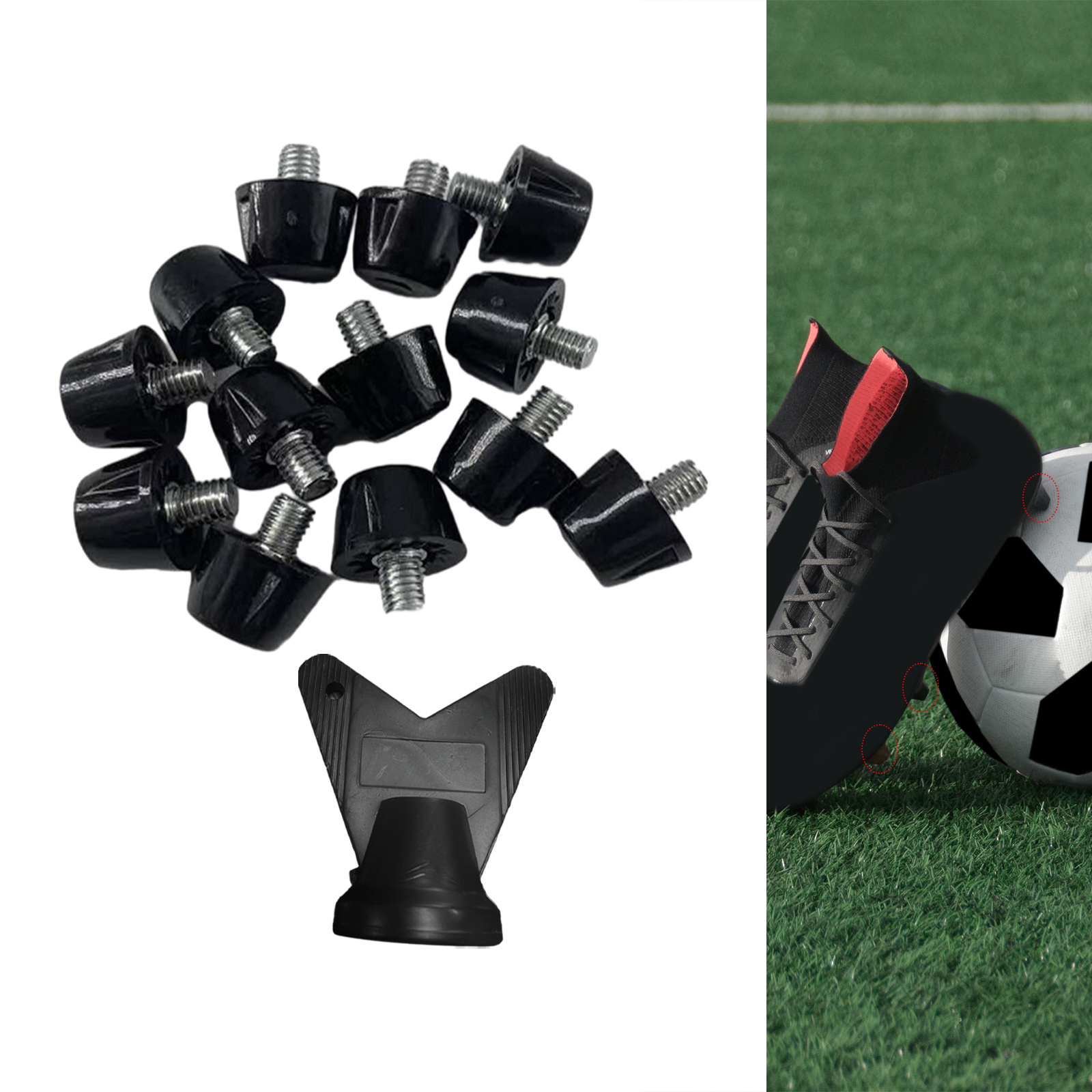 12 Uds. Clavos para zapatos de fútbol, tacos para botas de fútbol, suelo firme, tornillo de roscado M5 estable, 7mm, 10mm, tachuelas de repuesto antideslizantes
