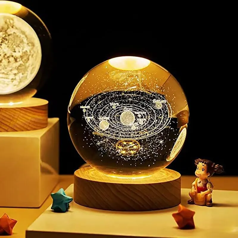 Luce notturna a LED Milky Way Galaxy sistema solare sfera di cristallo lampada da notte per bambini camera da letto luce ambientale regalo creativo luce notturna