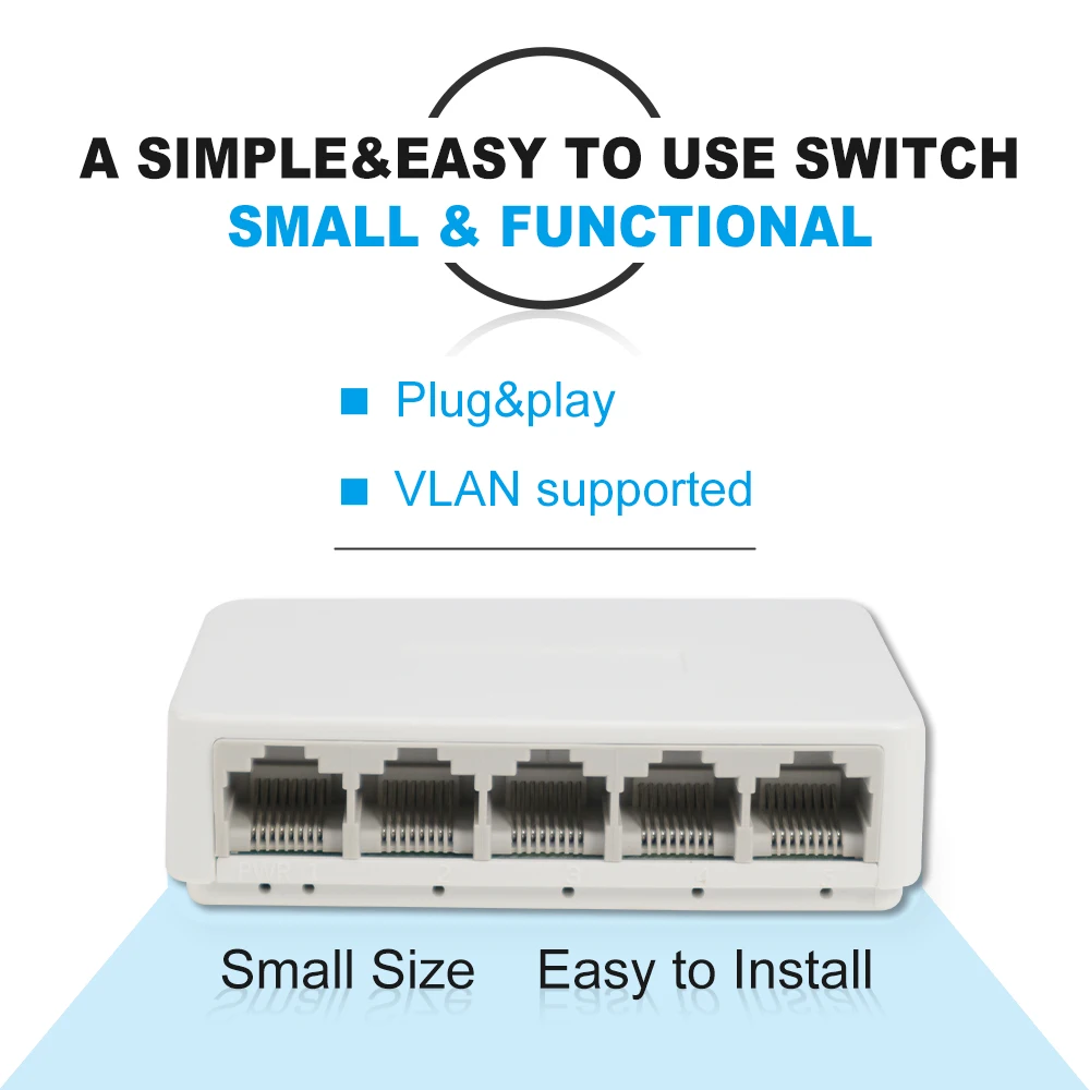 OPTFOCUS 5 8 Ports UTP RJ45 Gigabit Ethernet Switch 1000 Mbit/s Mini Netzwerk Switches VLAN Ethernet Splitter Lan Hub Switch