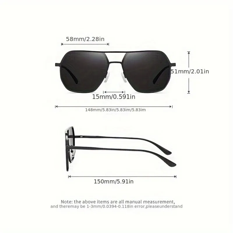Gafas fotocromáticas polarizadas cuadradas con montura metálica para hombres y mujeres, ideales para conducir