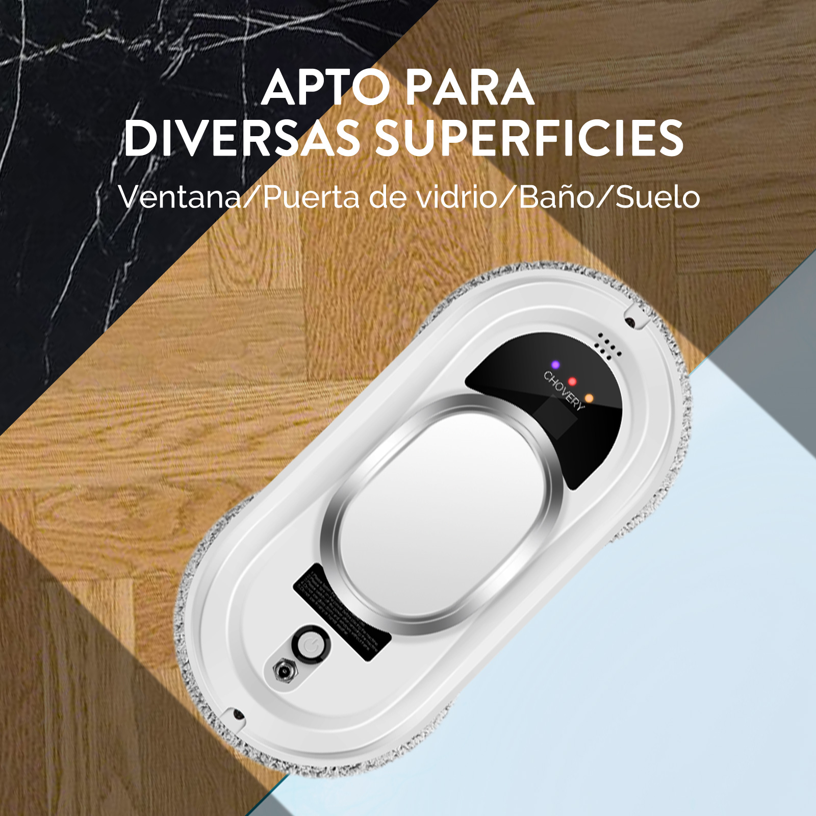 CHOVERY Robot aspirador robot de limpieza de ventanas limpiador de ventanas limpiacristales de vidrio eléctrico control remoto