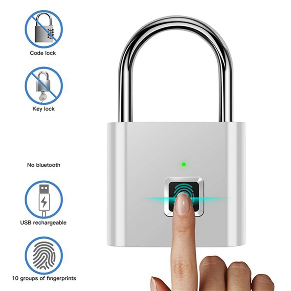 Gembok Sidik Jari SVFE-g, Kunci Sidik Jari Pengisi Daya USB Anti Maling Portabel untuk Loker, Koper, Ransel Dll