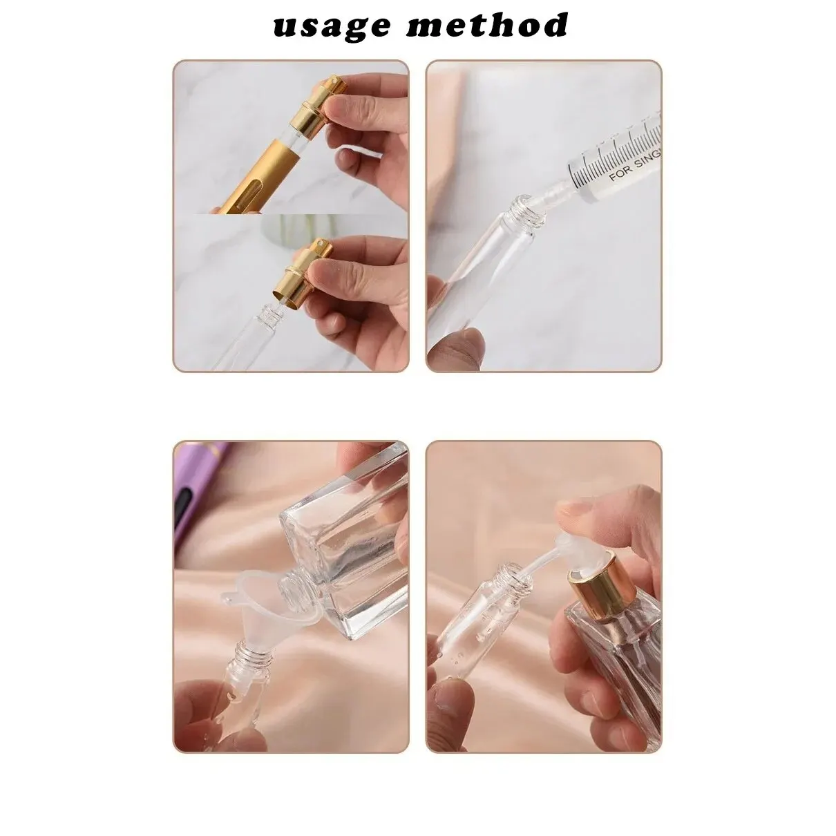 휴대용 금속 빈 유리 무화기 스프레이 펌프, 알루미늄 여행용 화장품 용기, 10ml