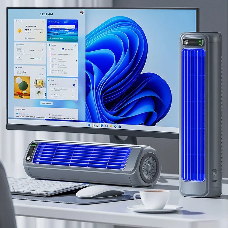 Ventilador silencioso doméstico portátil, 3 velocidades, montado na parede, 2000mAh, sem reporchar, ventilador circulante para cozinha, sala de estar, quarto, hotel