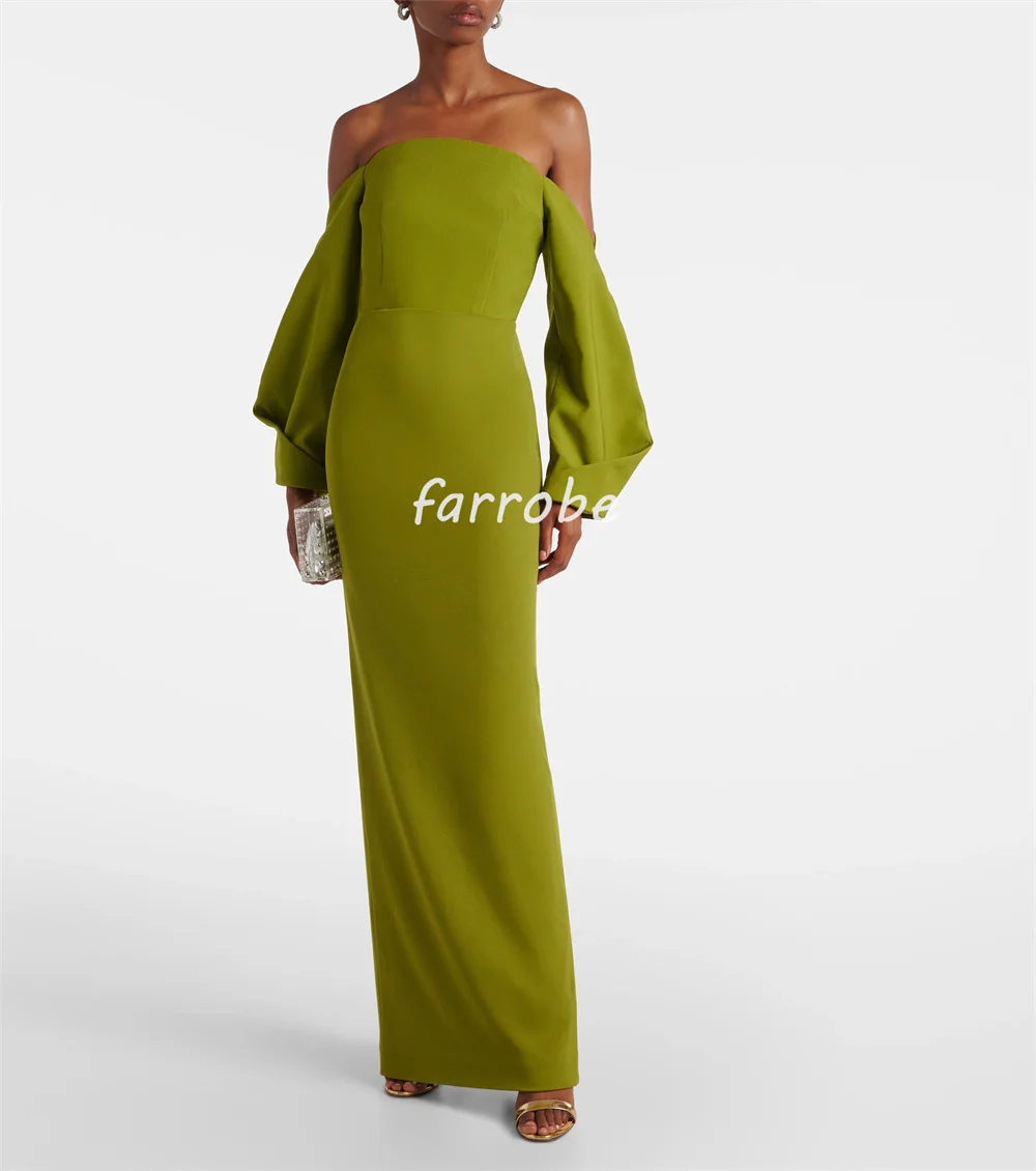 Tamanhos simples personalizados disponíveis jersey plissado em linha reta fora do ombro vestidos longos sob medida vestidos de ocasião combinando casual