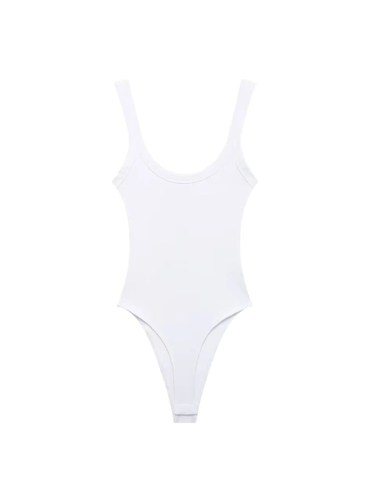 Skinny geribbelde bodysuits voor dames, O-hals, bandjes, drukknopen, vrouwelijke playsuits, sexy mode