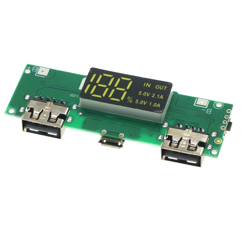 Placa de cargador de batería de litio, módulo de carga 18650, USB Dual, 5V, 2.4A, Micro/tipo-c