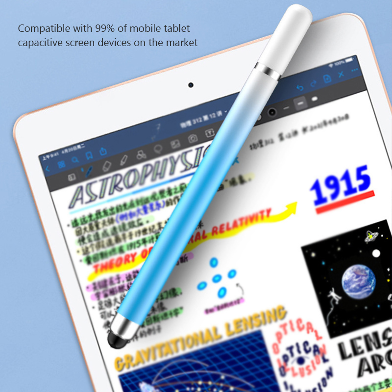 Caneta stylus 2 em 1 para celular, tablet, lápis de toque capacitivo sem atraso para tela de desenho universal de telefone Android